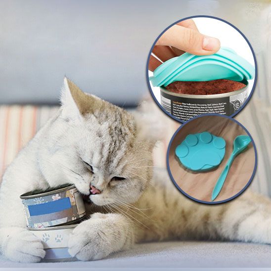 Kit 8 Couvercles Et Cuillères Pour Boîtes De Conserve - En Forme De Chat, Hermétiques, Réutilisables