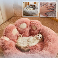 lit-pour-chat-en-forme-patte-ours-rose